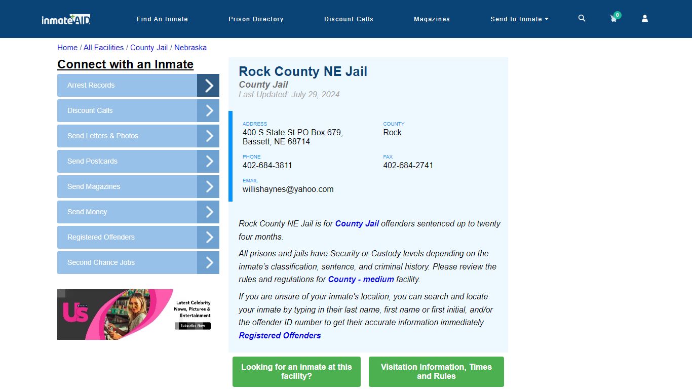 Rock County NE Jail - Inmate Locator