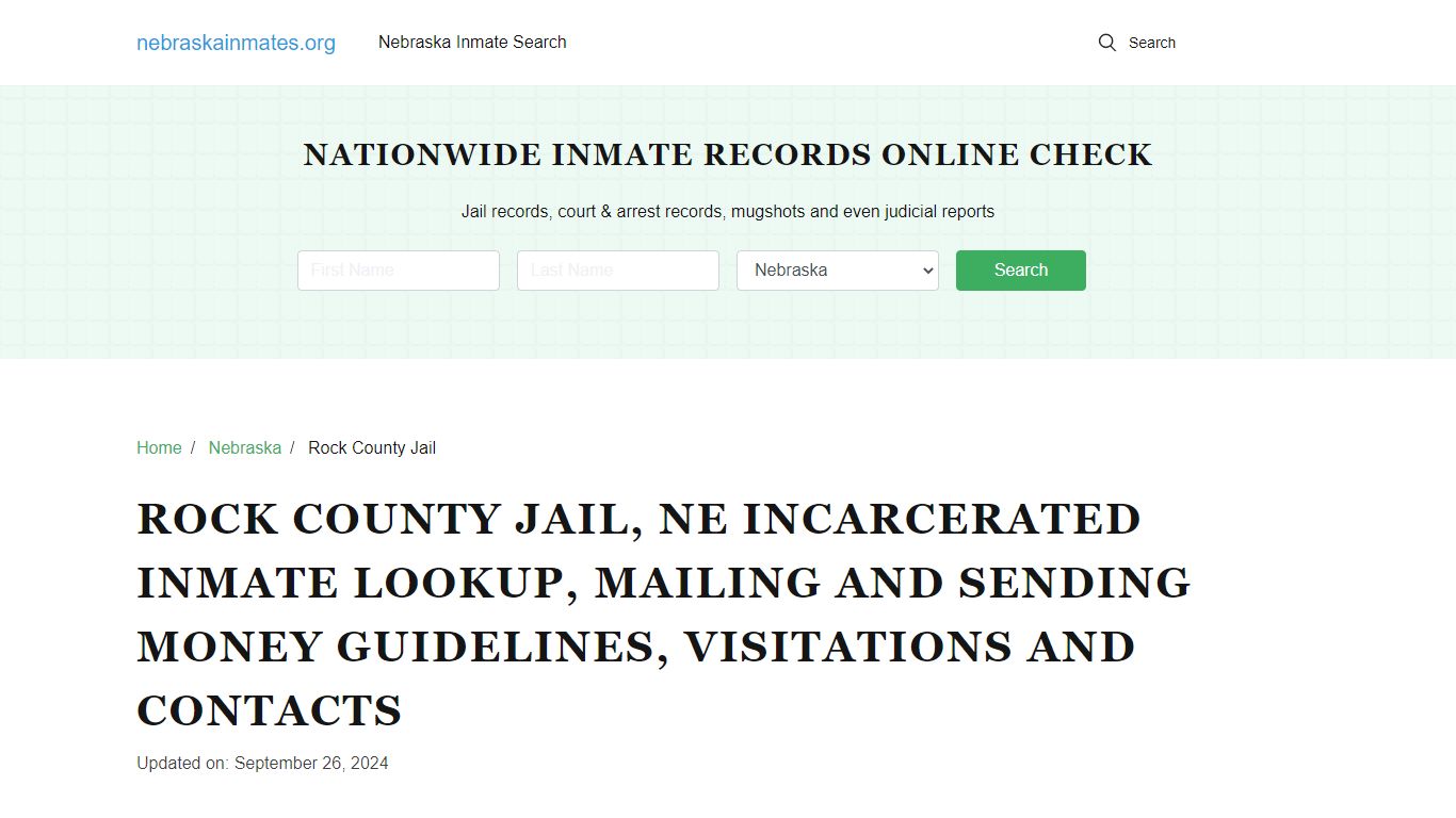 Rock County Jail, NE: Offender Locator, Visitation & Contact Info